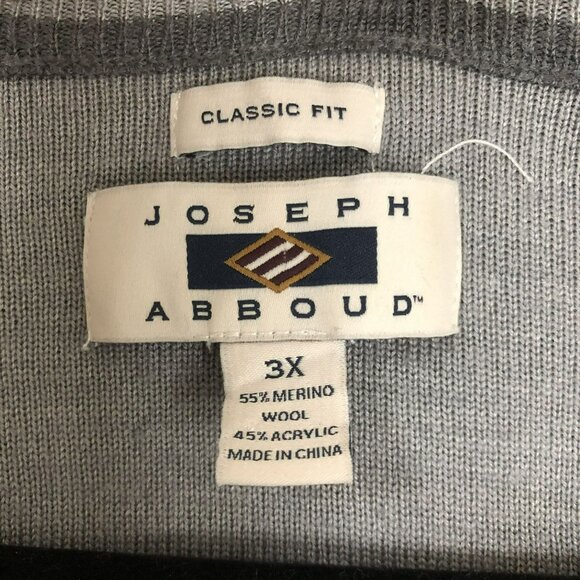 Joseph Abboud Sweaters 3X Classic Fit Gray Henley Merino Wool Blend Mens - Picture 2 of 8